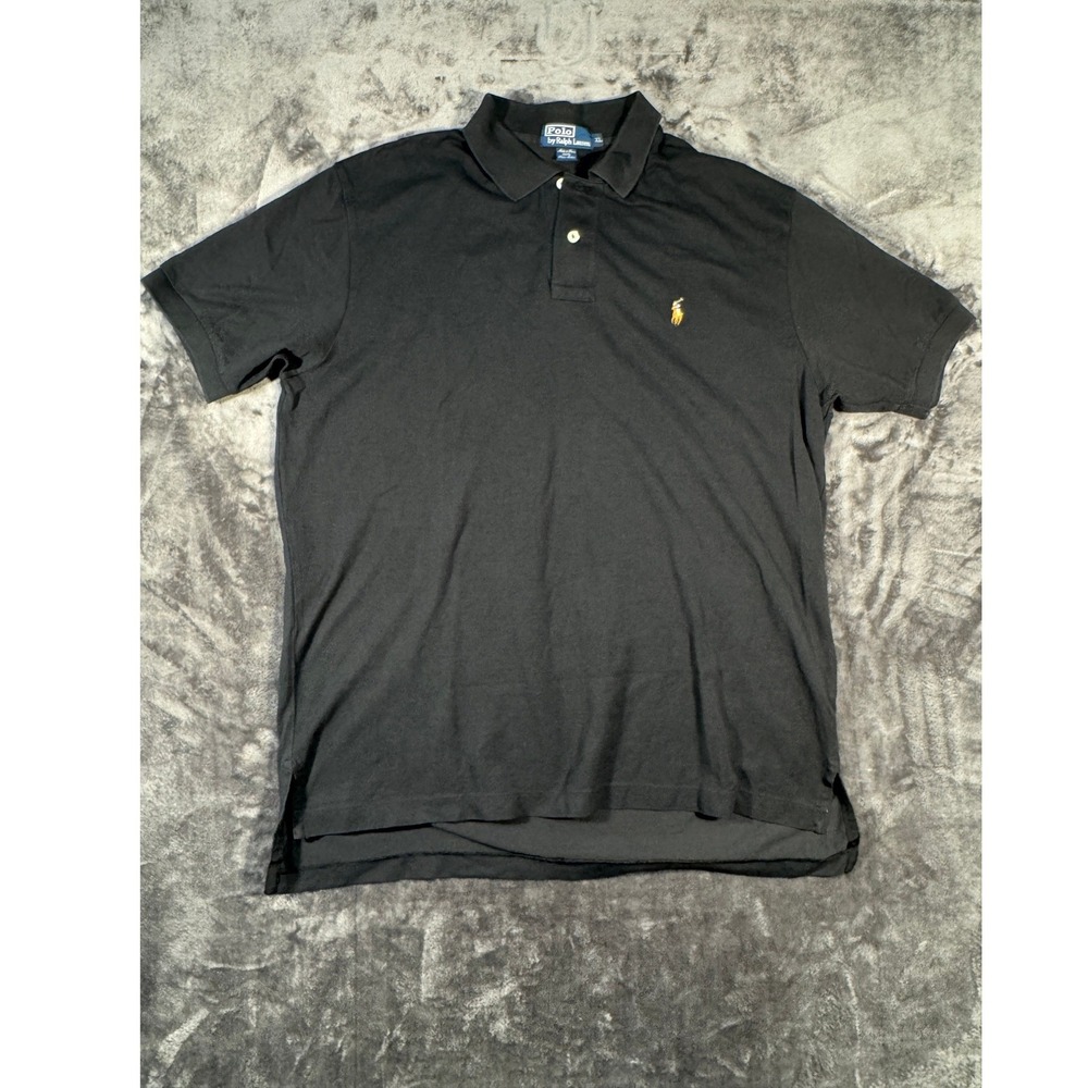Polo Ralph Lauren Mens XL Black‎ Pima Cotton Short Sleeve Polo Shirt Pony Logo